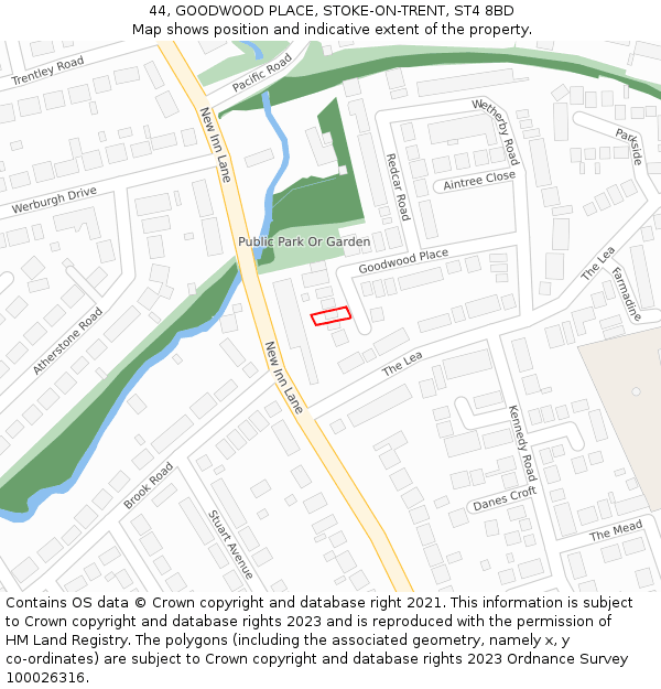 44, GOODWOOD PLACE, STOKE-ON-TRENT, ST4 8BD: Location map and indicative extent of plot