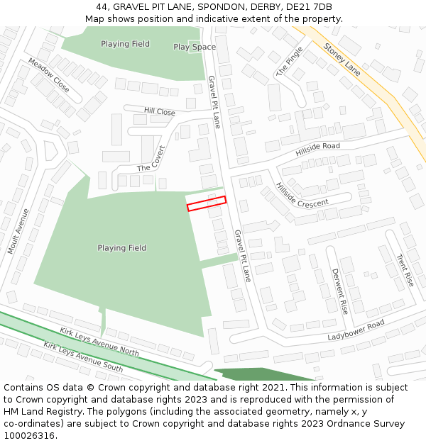 44, GRAVEL PIT LANE, SPONDON, DERBY, DE21 7DB: Location map and indicative extent of plot