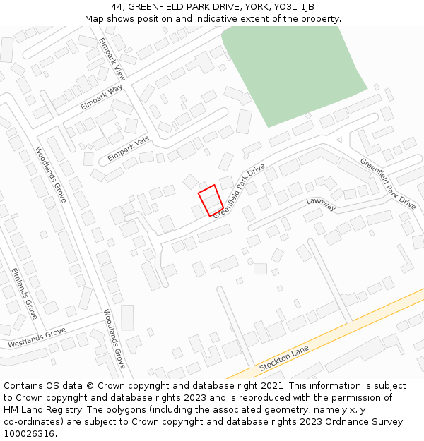 44, GREENFIELD PARK DRIVE, YORK, YO31 1JB: Location map and indicative extent of plot