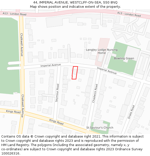 44, IMPERIAL AVENUE, WESTCLIFF-ON-SEA, SS0 8NQ: Location map and indicative extent of plot