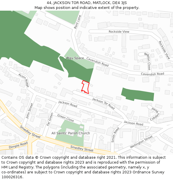 44, JACKSON TOR ROAD, MATLOCK, DE4 3JS: Location map and indicative extent of plot