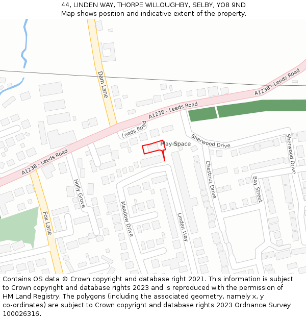 44, LINDEN WAY, THORPE WILLOUGHBY, SELBY, YO8 9ND: Location map and indicative extent of plot