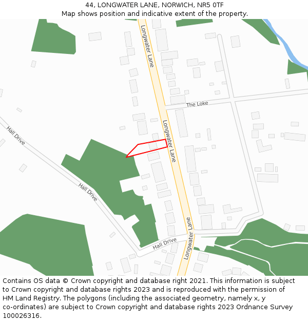 44, LONGWATER LANE, NORWICH, NR5 0TF: Location map and indicative extent of plot