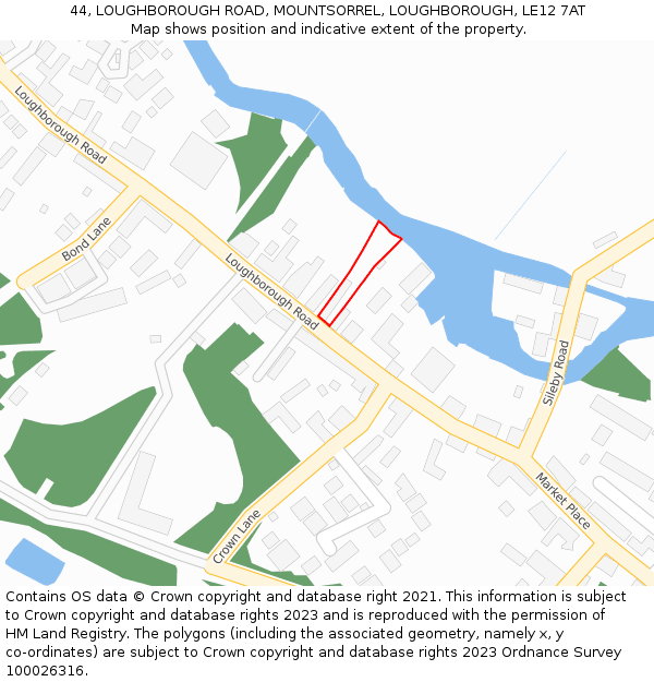 44, LOUGHBOROUGH ROAD, MOUNTSORREL, LOUGHBOROUGH, LE12 7AT: Location map and indicative extent of plot