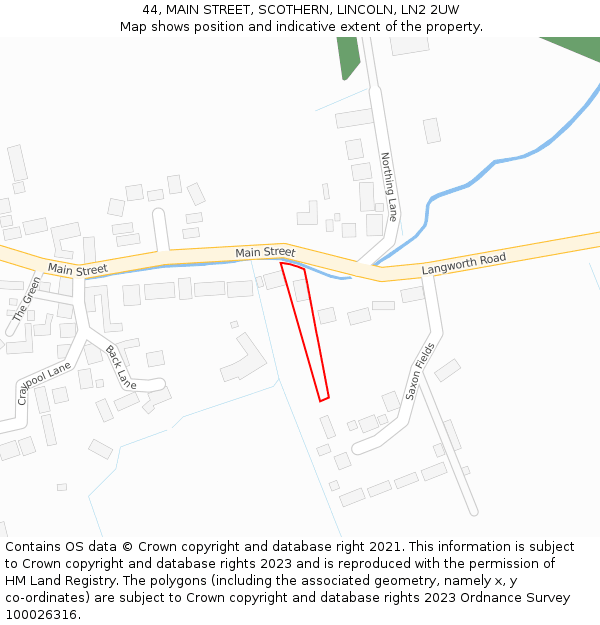 44, MAIN STREET, SCOTHERN, LINCOLN, LN2 2UW: Location map and indicative extent of plot