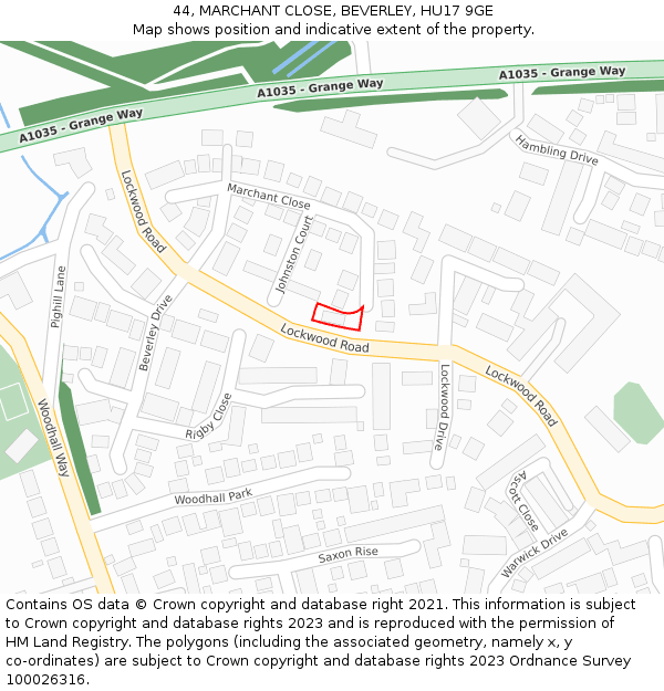 44, MARCHANT CLOSE, BEVERLEY, HU17 9GE: Location map and indicative extent of plot