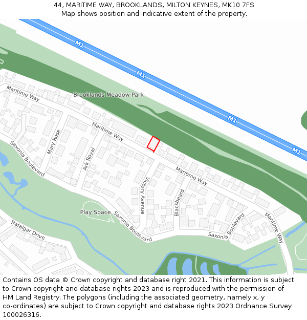 44, MARITIME WAY, BROOKLANDS, MILTON KEYNES, MK10 7FS: Location map and indicative extent of plot
