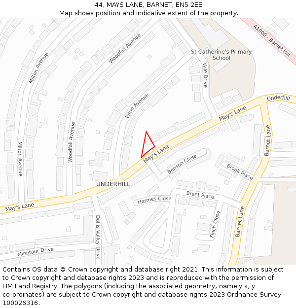 44, MAYS LANE, BARNET, EN5 2EE: Location map and indicative extent of plot