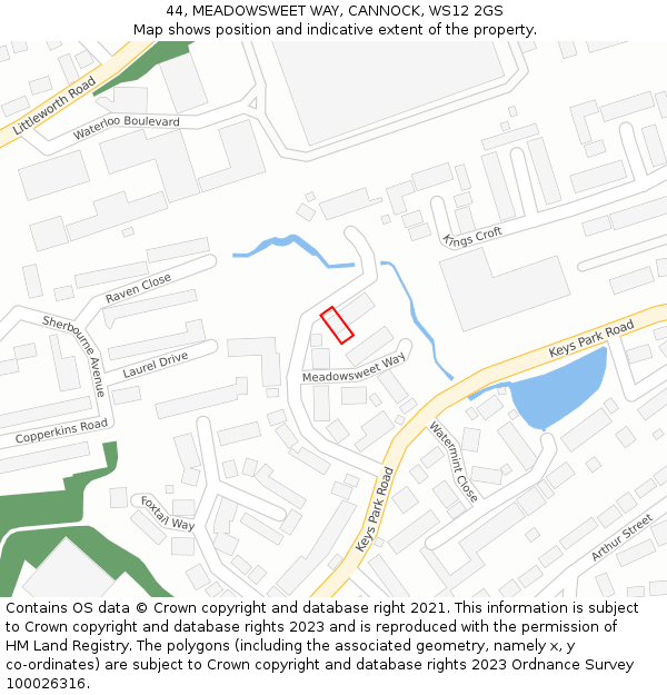 44, MEADOWSWEET WAY, CANNOCK, WS12 2GS: Location map and indicative extent of plot