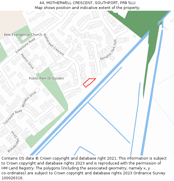 44, MOTHERWELL CRESCENT, SOUTHPORT, PR8 5LU: Location map and indicative extent of plot