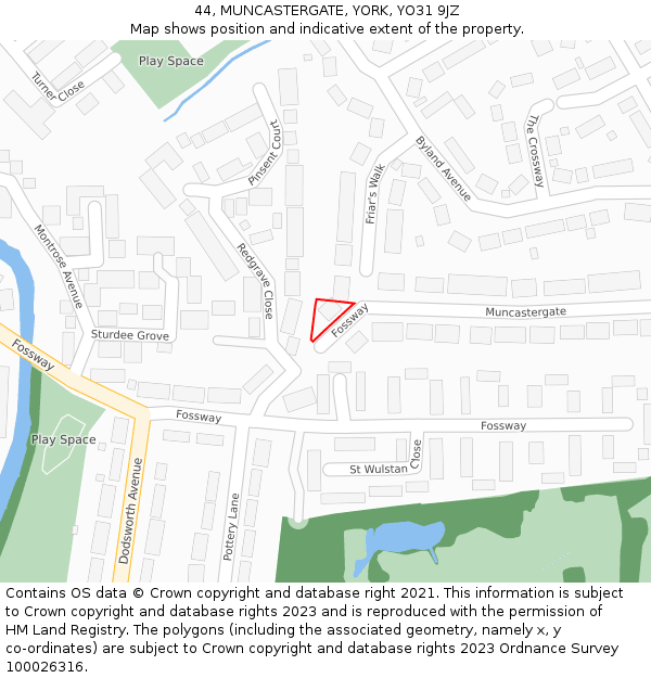 44, MUNCASTERGATE, YORK, YO31 9JZ: Location map and indicative extent of plot