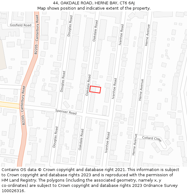 44, OAKDALE ROAD, HERNE BAY, CT6 6AJ: Location map and indicative extent of plot