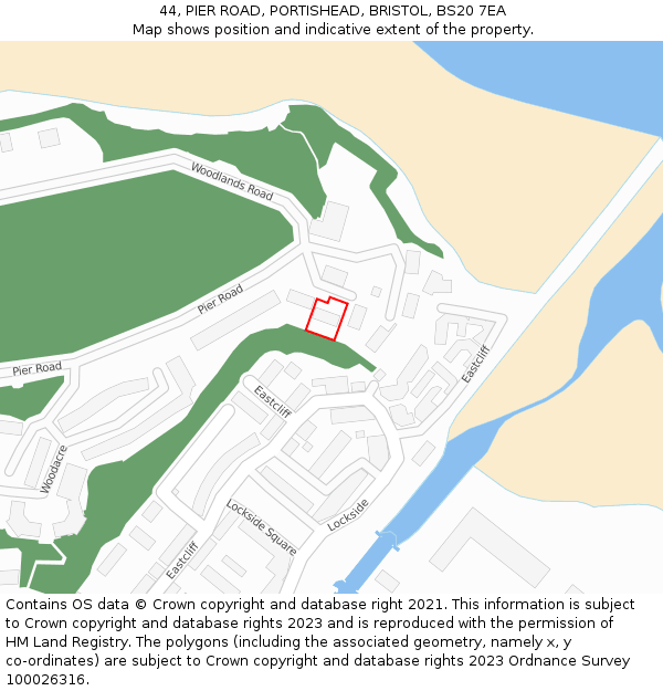 44, PIER ROAD, PORTISHEAD, BRISTOL, BS20 7EA: Location map and indicative extent of plot