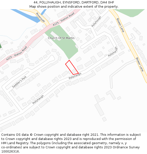 44, POLLYHAUGH, EYNSFORD, DARTFORD, DA4 0HF: Location map and indicative extent of plot
