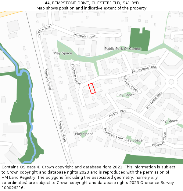 44, REMPSTONE DRIVE, CHESTERFIELD, S41 0YB: Location map and indicative extent of plot