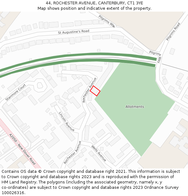 44, ROCHESTER AVENUE, CANTERBURY, CT1 3YE: Location map and indicative extent of plot