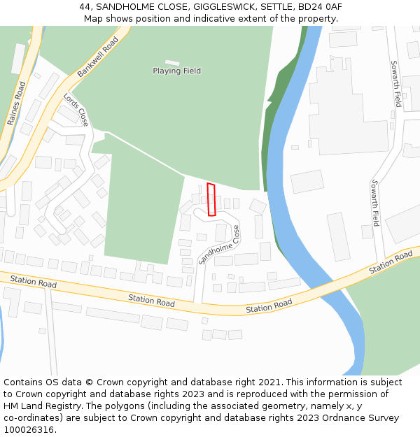 44, SANDHOLME CLOSE, GIGGLESWICK, SETTLE, BD24 0AF: Location map and indicative extent of plot