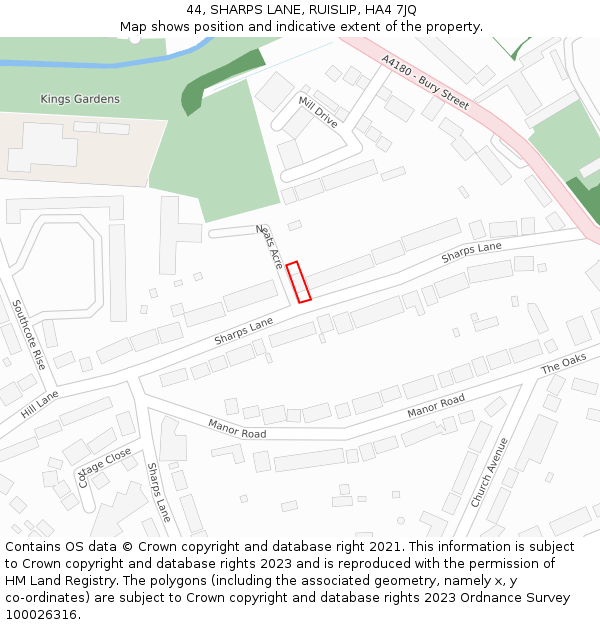 44, SHARPS LANE, RUISLIP, HA4 7JQ: Location map and indicative extent of plot