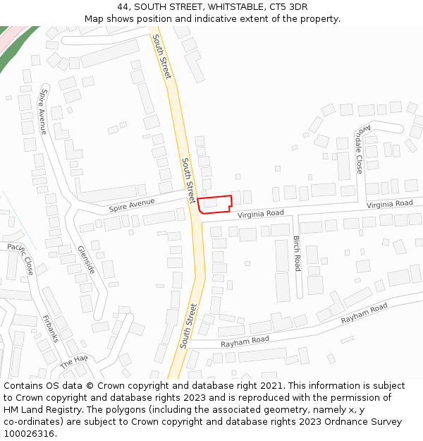 44, SOUTH STREET, WHITSTABLE, CT5 3DR: Location map and indicative extent of plot