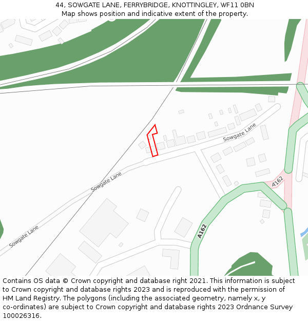 44, SOWGATE LANE, FERRYBRIDGE, KNOTTINGLEY, WF11 0BN: Location map and indicative extent of plot