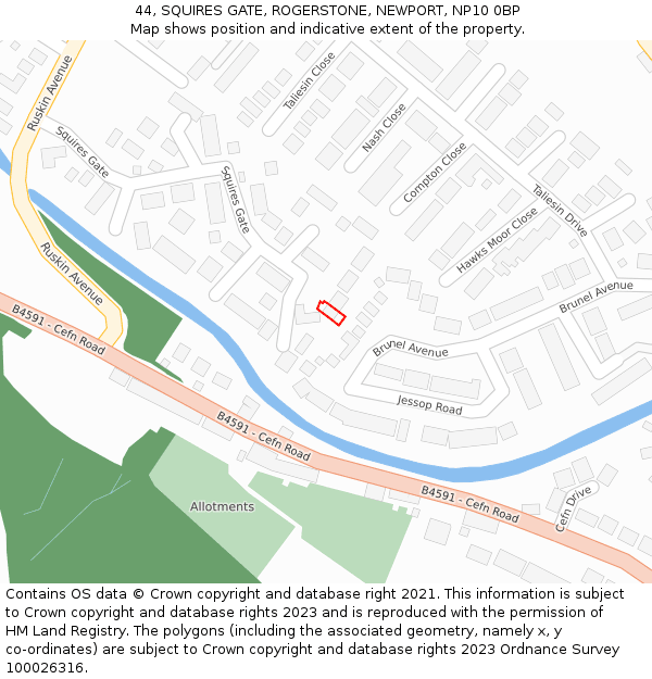 44, SQUIRES GATE, ROGERSTONE, NEWPORT, NP10 0BP: Location map and indicative extent of plot