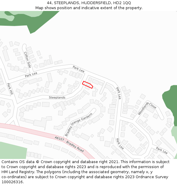 44, STEEPLANDS, HUDDERSFIELD, HD2 1QQ: Location map and indicative extent of plot