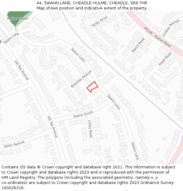 44, SWANN LANE, CHEADLE HULME, CHEADLE, SK8 7HR: Location map and indicative extent of plot