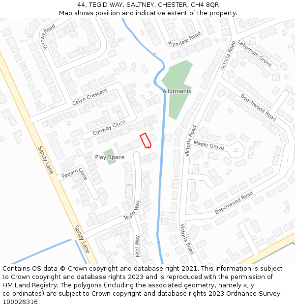 44, TEGID WAY, SALTNEY, CHESTER, CH4 8QR: Location map and indicative extent of plot