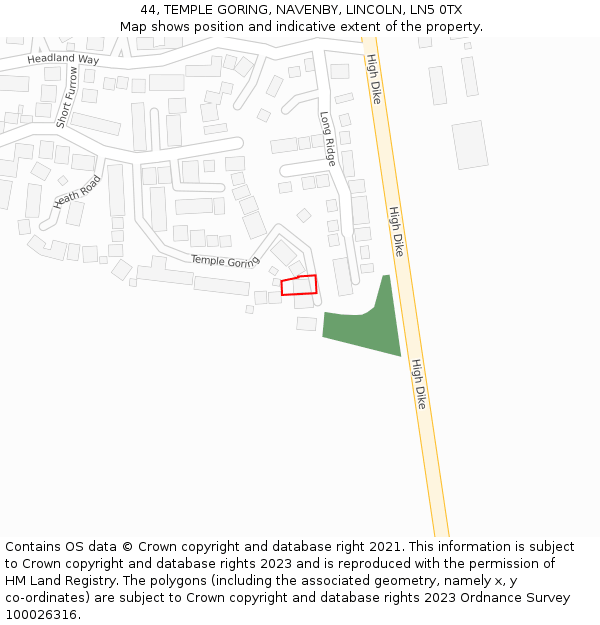 44, TEMPLE GORING, NAVENBY, LINCOLN, LN5 0TX: Location map and indicative extent of plot