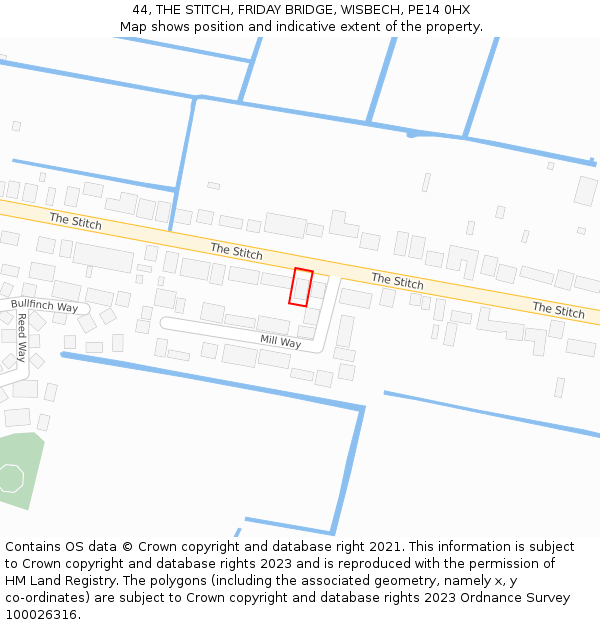44, THE STITCH, FRIDAY BRIDGE, WISBECH, PE14 0HX: Location map and indicative extent of plot