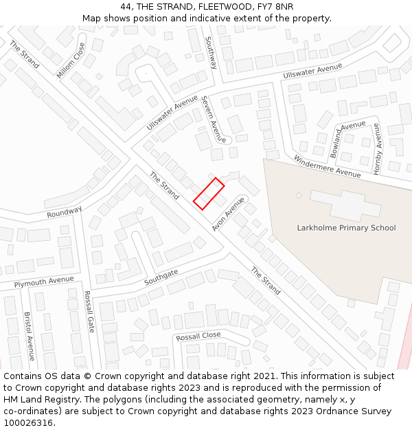 44, THE STRAND, FLEETWOOD, FY7 8NR: Location map and indicative extent of plot