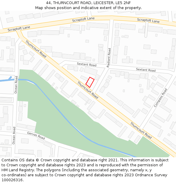 44, THURNCOURT ROAD, LEICESTER, LE5 2NF: Location map and indicative extent of plot