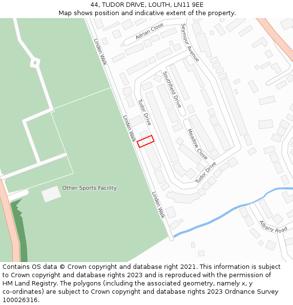 44, TUDOR DRIVE, LOUTH, LN11 9EE: Location map and indicative extent of plot