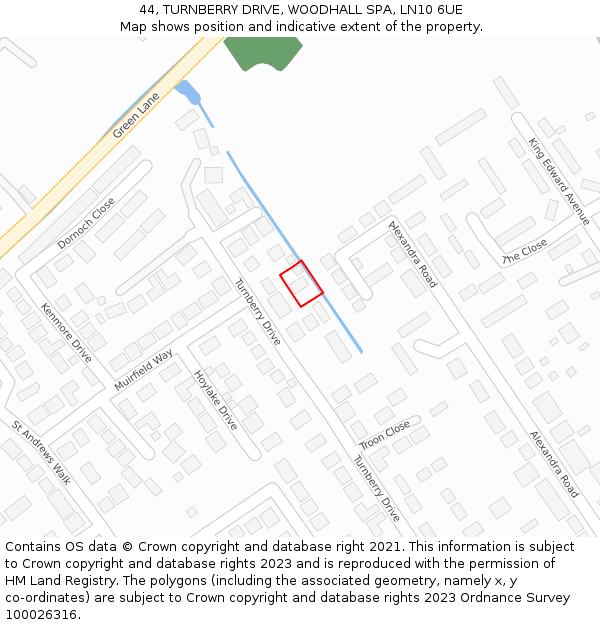 44, TURNBERRY DRIVE, WOODHALL SPA, LN10 6UE: Location map and indicative extent of plot