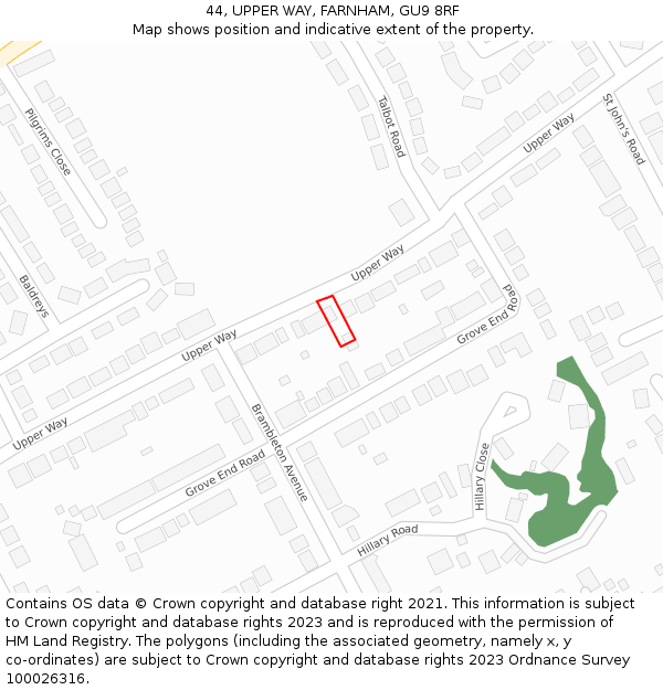 44, UPPER WAY, FARNHAM, GU9 8RF: Location map and indicative extent of plot