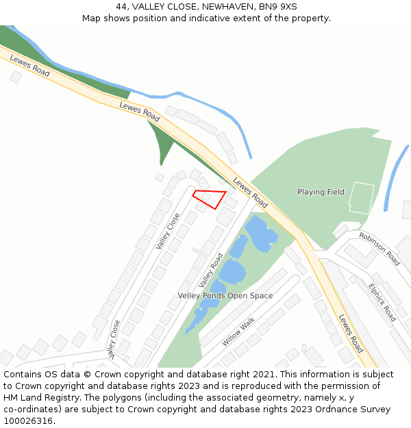 44, VALLEY CLOSE, NEWHAVEN, BN9 9XS: Location map and indicative extent of plot