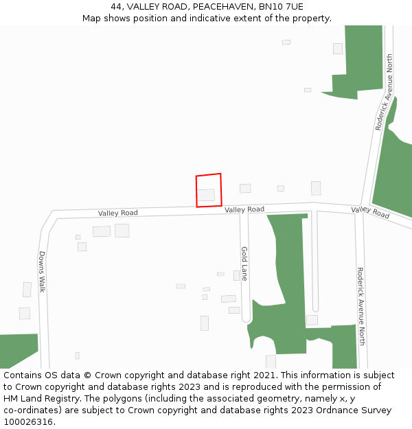 44, VALLEY ROAD, PEACEHAVEN, BN10 7UE: Location map and indicative extent of plot