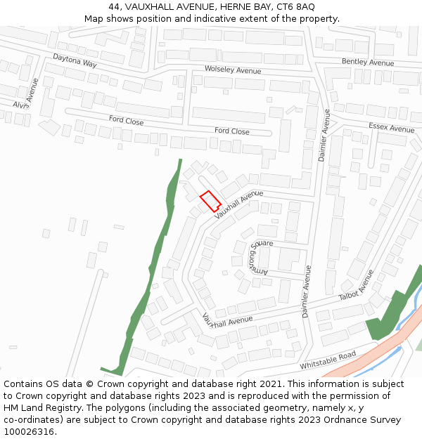 44, VAUXHALL AVENUE, HERNE BAY, CT6 8AQ: Location map and indicative extent of plot