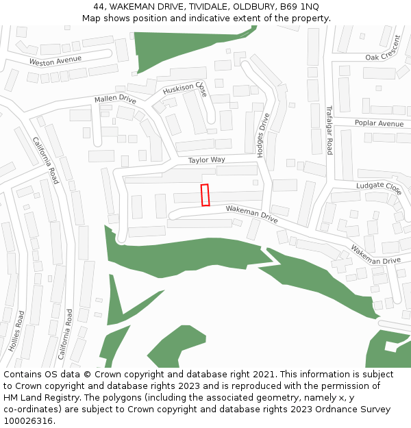 44, WAKEMAN DRIVE, TIVIDALE, OLDBURY, B69 1NQ: Location map and indicative extent of plot