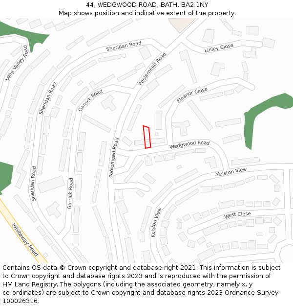 44, WEDGWOOD ROAD, BATH, BA2 1NY: Location map and indicative extent of plot