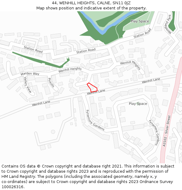 44, WENHILL HEIGHTS, CALNE, SN11 0JZ: Location map and indicative extent of plot