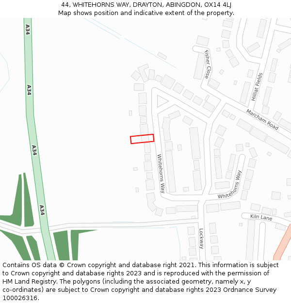 44, WHITEHORNS WAY, DRAYTON, ABINGDON, OX14 4LJ: Location map and indicative extent of plot