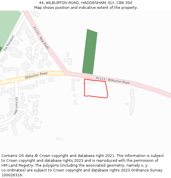 44, WILBURTON ROAD, HADDENHAM, ELY, CB6 3SX: Location map and indicative extent of plot