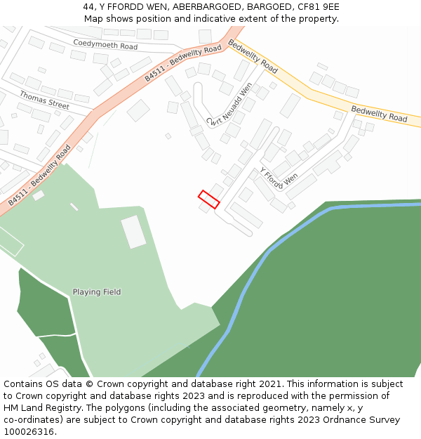 44, Y FFORDD WEN, ABERBARGOED, BARGOED, CF81 9EE: Location map and indicative extent of plot