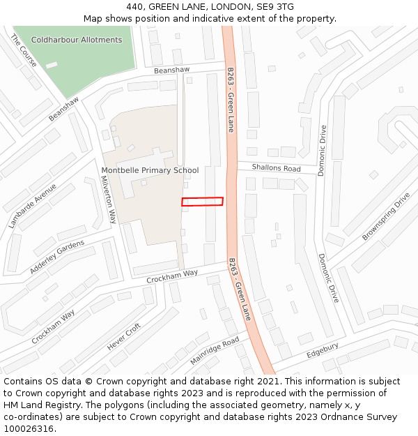 440, GREEN LANE, LONDON, SE9 3TG: Location map and indicative extent of plot