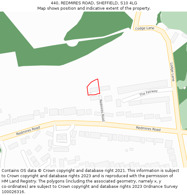 440, REDMIRES ROAD, SHEFFIELD, S10 4LG: Location map and indicative extent of plot