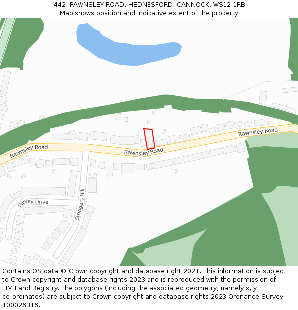 442, RAWNSLEY ROAD, HEDNESFORD, CANNOCK, WS12 1RB: Location map and indicative extent of plot