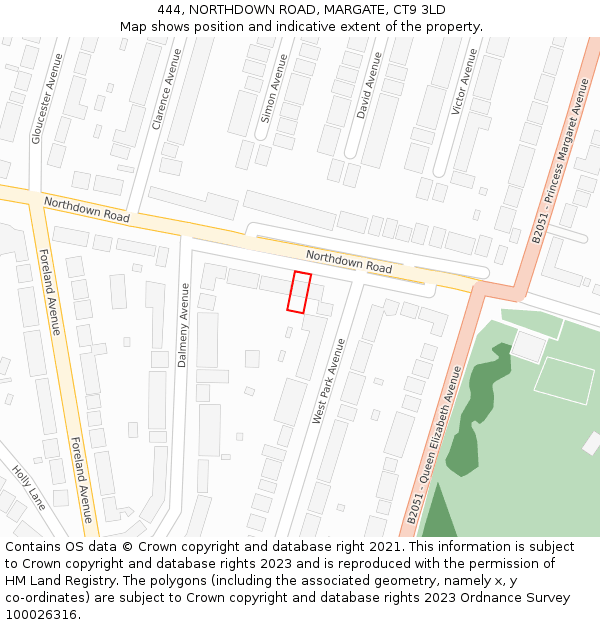 444, NORTHDOWN ROAD, MARGATE, CT9 3LD: Location map and indicative extent of plot