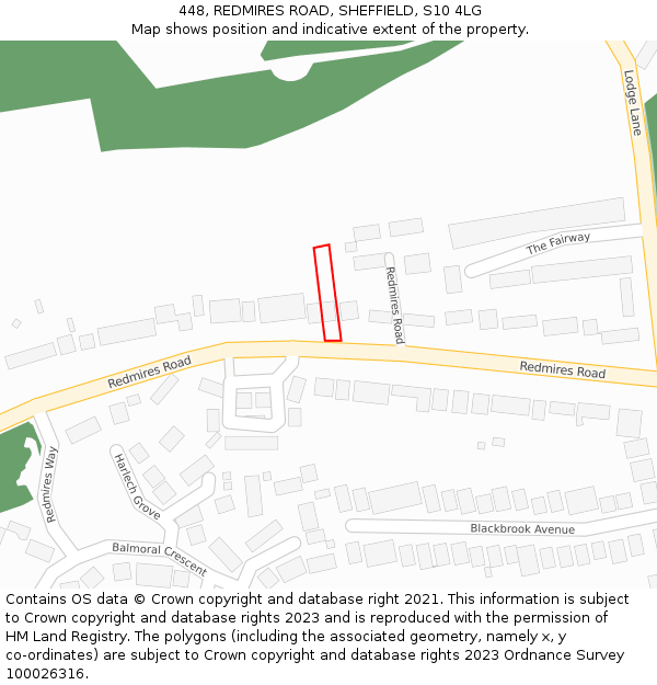 448, REDMIRES ROAD, SHEFFIELD, S10 4LG: Location map and indicative extent of plot