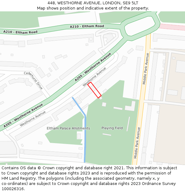 448, WESTHORNE AVENUE, LONDON, SE9 5LT: Location map and indicative extent of plot